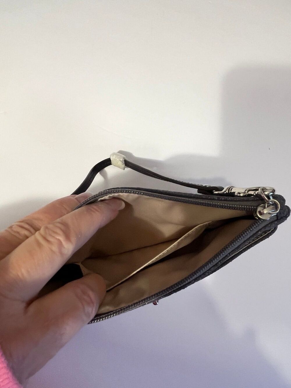 Coach Wristlet NWT Navy/Charcoal Metallic Turn Lock Closure - Picture 5 of 6